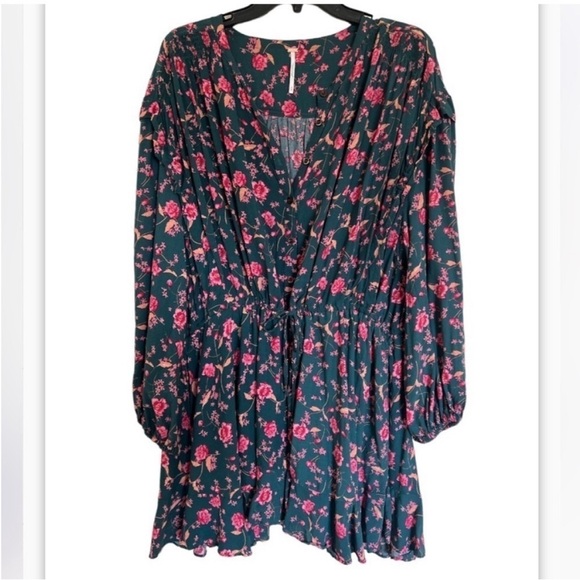 Free People Flower Fields Mini Dress in Emerald Combo - Picture 4 of 10